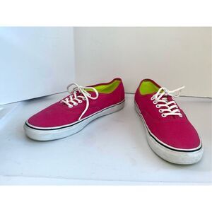 Vans Authentic Canvas Sneakers Shoes Hot Pink w/ Neon Laces